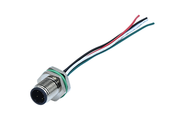 M12 D-Coding 4Pins Male Faceplate Type (Back Lock) With Cable